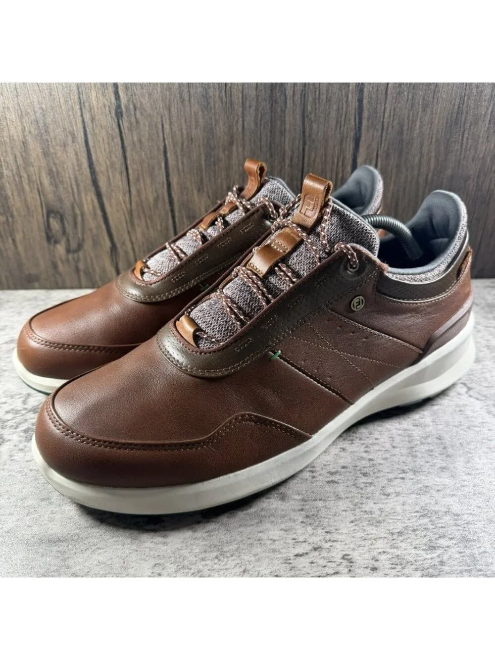 FootJoy Stratos Mens Brown Cognac Leather Spikeless Golf Shoes 50065 Size 11.5 M